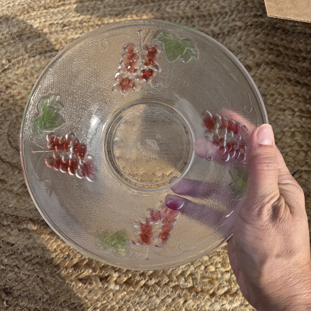 Glass Plate with Grape Design